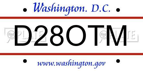 D28OTM District Of Columbia License Plate