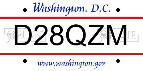 D28QZM District Of Columbia License Plate