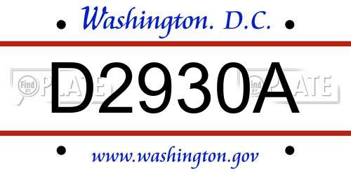 D2930A District Of Columbia License Plate