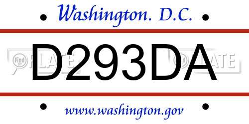 D293DA District Of Columbia License Plate