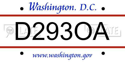 D293OA District Of Columbia License Plate