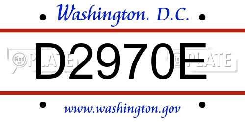 D2970E District Of Columbia License Plate