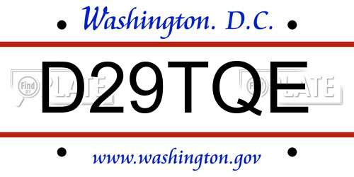 D29TQE District Of Columbia License Plate