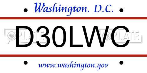 D30LWC District Of Columbia License Plate