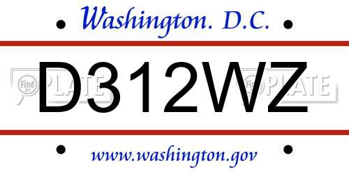 D312WZ District Of Columbia License Plate