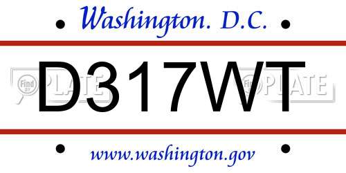 D317WT District Of Columbia License Plate