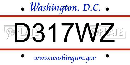 D317WZ District Of Columbia License Plate
