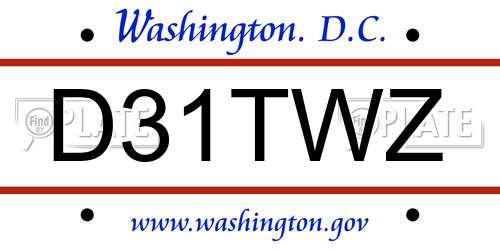 D31TWZ District Of Columbia License Plate