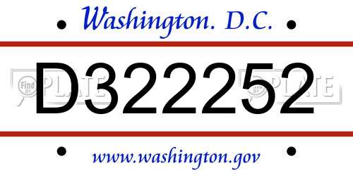D322252 District Of Columbia License Plate