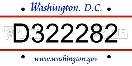 D322282 District Of Columbia License Plate