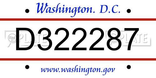 D322287 District Of Columbia License Plate