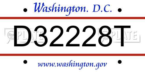 D32228T District Of Columbia License Plate