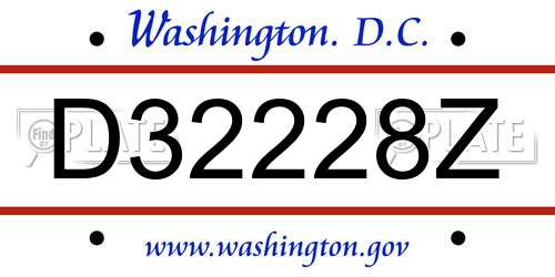 D32228Z District Of Columbia License Plate