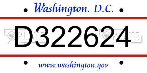 D322624 District Of Columbia License Plate