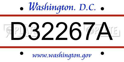 D32267A District Of Columbia License Plate