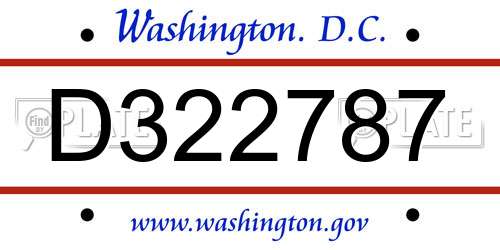 D322787 District Of Columbia License Plate