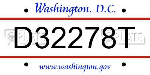 D32278T District Of Columbia License Plate