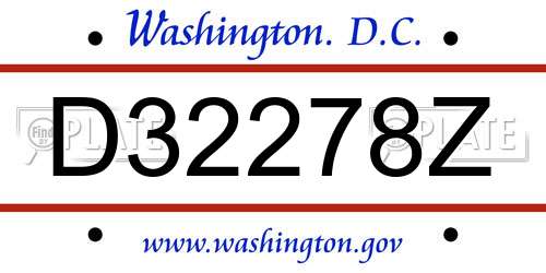 D32278Z District Of Columbia License Plate