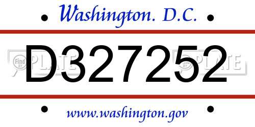 D327252 District Of Columbia License Plate