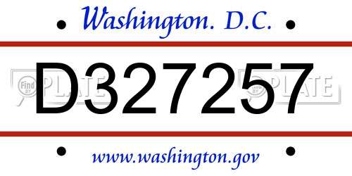 D327257 District Of Columbia License Plate