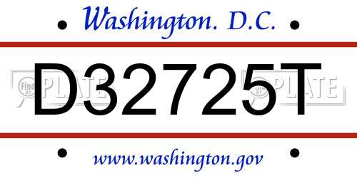 D32725T District Of Columbia License Plate