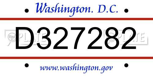 D327282 District Of Columbia License Plate