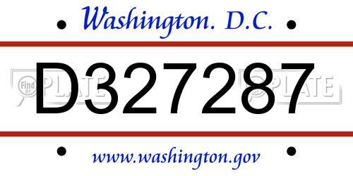 D327287 District Of Columbia License Plate