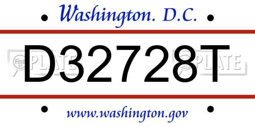 D32728T District Of Columbia License Plate