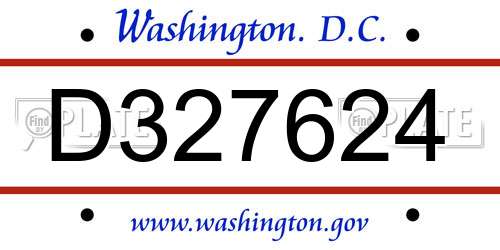 D327624 District Of Columbia License Plate