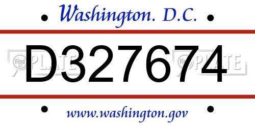 D327674 District Of Columbia License Plate