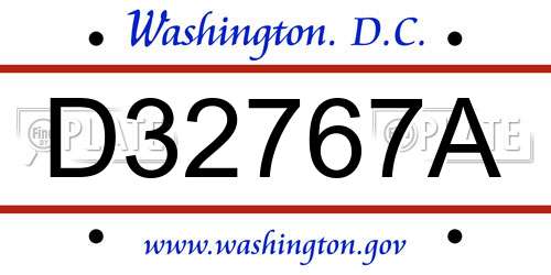 D32767A District Of Columbia License Plate
