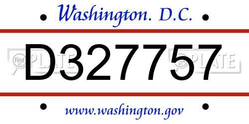 D327757 District Of Columbia License Plate