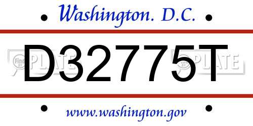 D32775T District Of Columbia License Plate