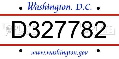 D327782 District Of Columbia License Plate
