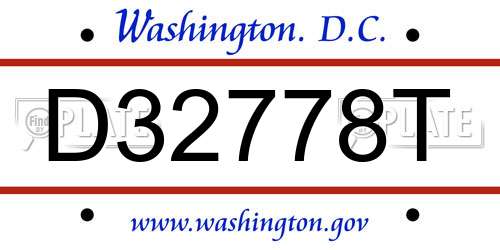 D32778T District Of Columbia License Plate