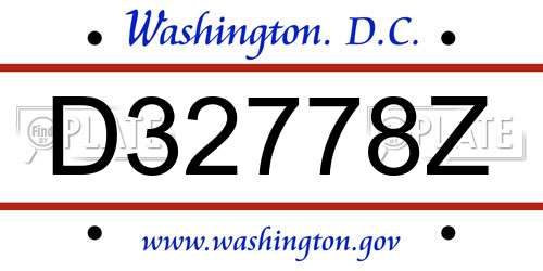 D32778Z District Of Columbia License Plate