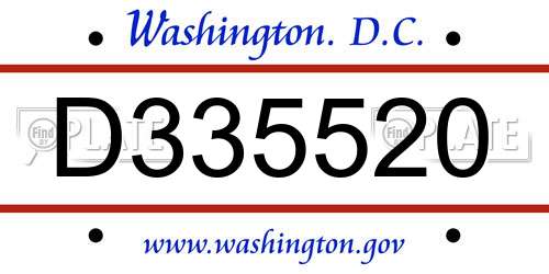 D335520 District Of Columbia License Plate