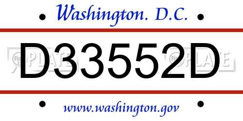 D33552D District Of Columbia License Plate