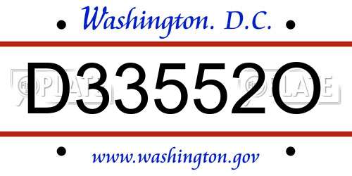 D33552O District Of Columbia License Plate