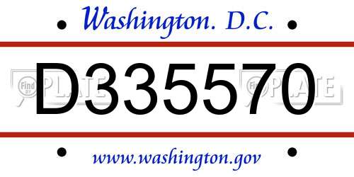 D335570 District Of Columbia License Plate