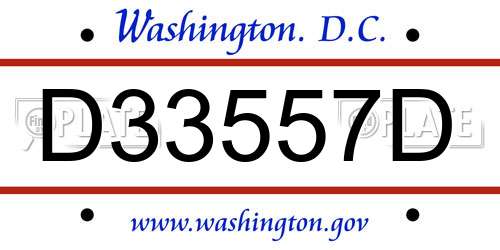 D33557D District Of Columbia License Plate