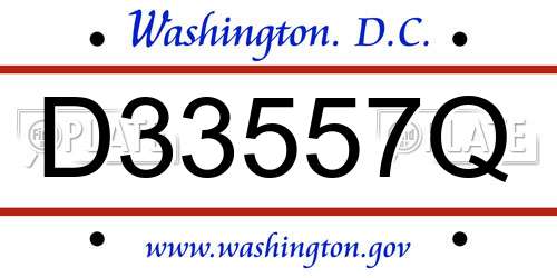 D33557Q District Of Columbia License Plate