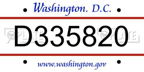 D335820 District Of Columbia License Plate