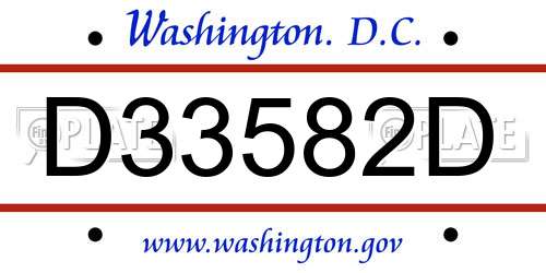 D33582D District Of Columbia License Plate