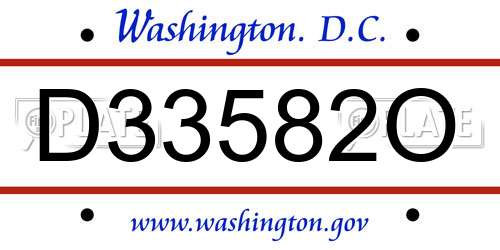 D33582O District Of Columbia License Plate