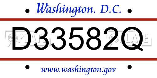 D33582Q District Of Columbia License Plate