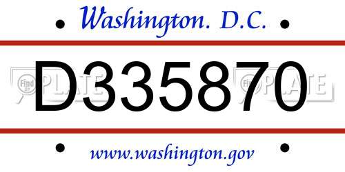 D335870 District Of Columbia License Plate