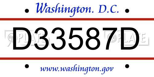 D33587D District Of Columbia License Plate