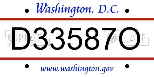 D33587O District Of Columbia License Plate
