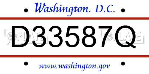 D33587Q District Of Columbia License Plate